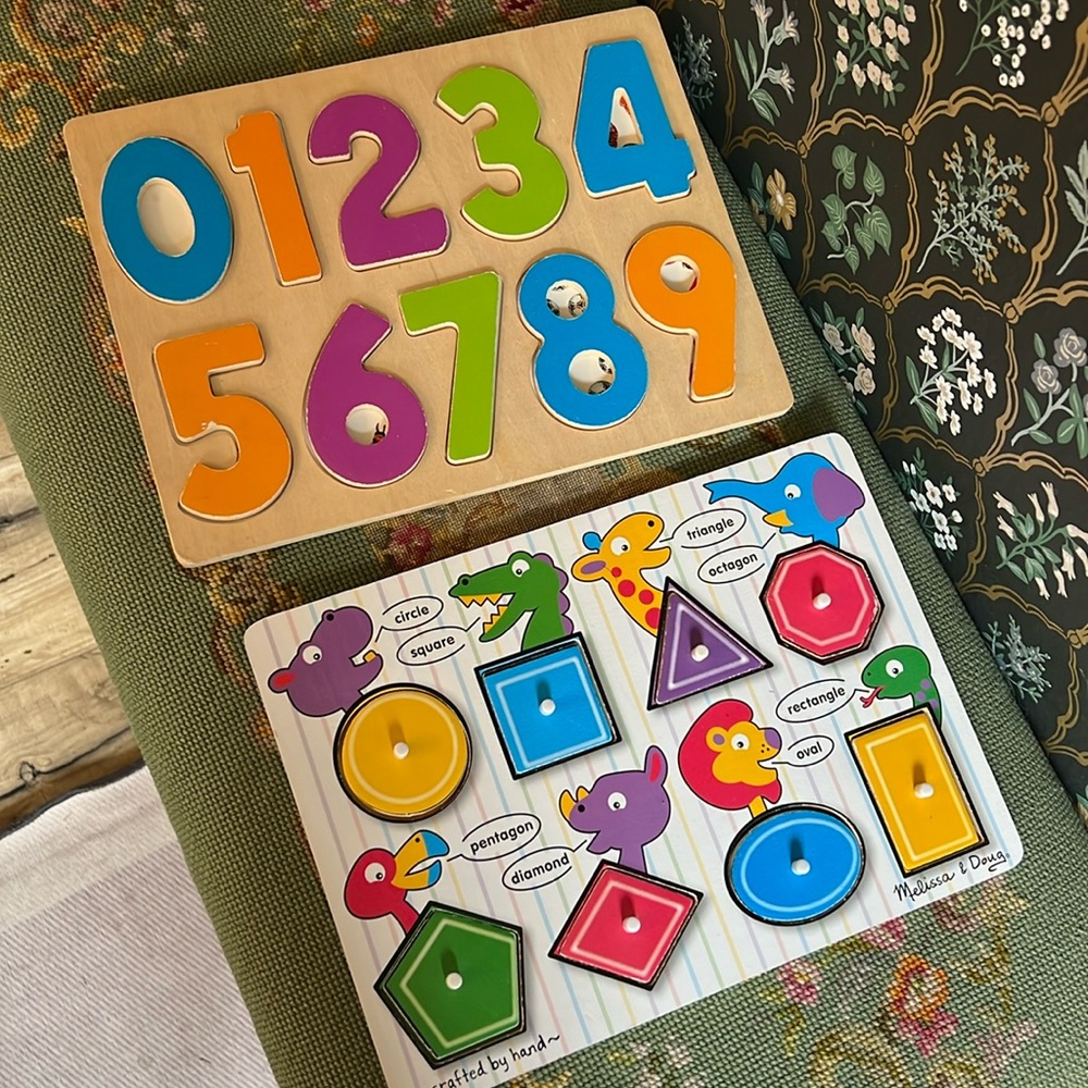 Number and shape wooden puzzles